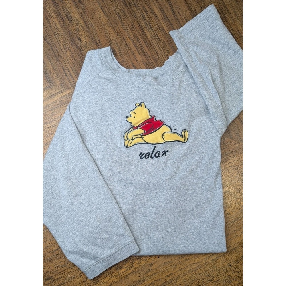 Winnie The Pooh Disney Store T-Shirt Embroidered Grey Womens Size XL
